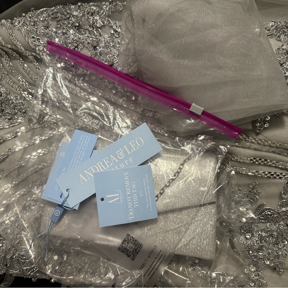 Andrea & Leo Couture
STYLE #MA103  Sz 10 Elegant Off-Shoulder Gray Evening Gown - Picture 3 of 17